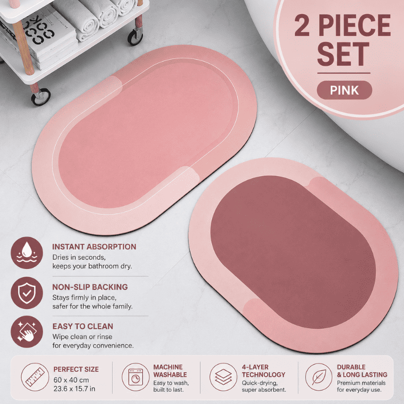 HydraMat™ Premium Bath Mat – Instant-Dry 4-Layer Technology