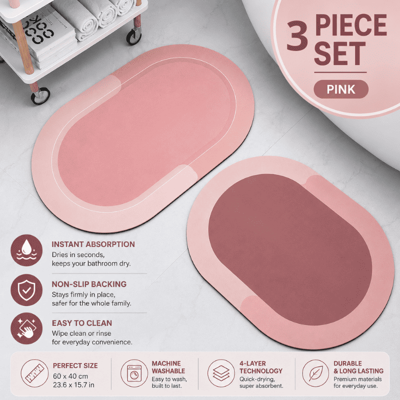 HydraMat™ Premium Bath Mat – Instant-Dry 4-Layer Technology