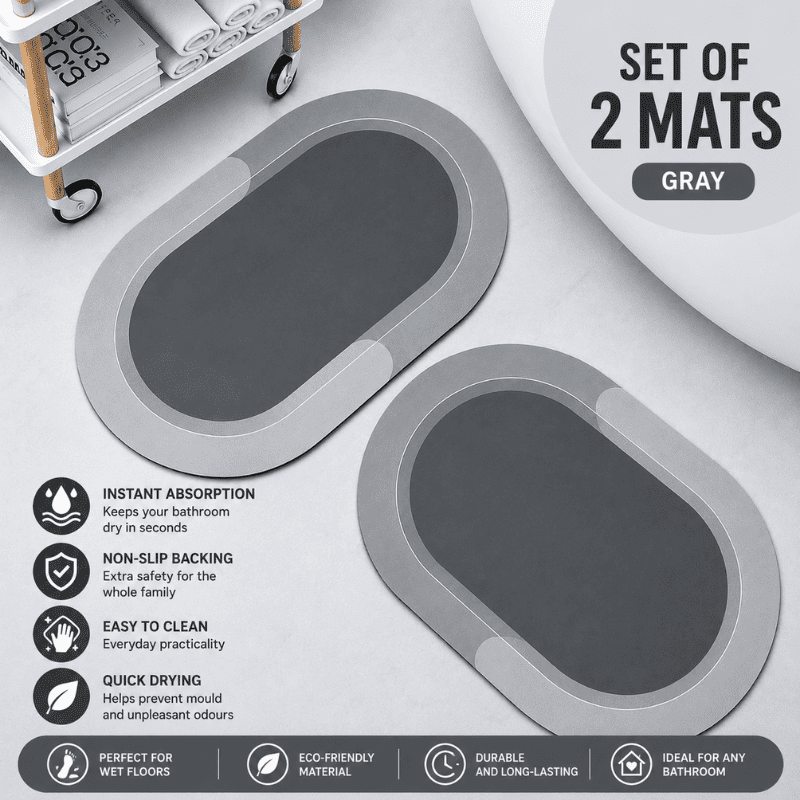 HydraMat™ Premium Bath Mat – Instant-Dry 4-Layer Technology