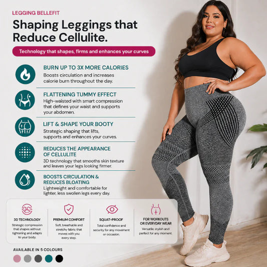 BelleFit™ 3D Anti-Cellulite Sculpting Leggings – Lift Effect & Tummy Control