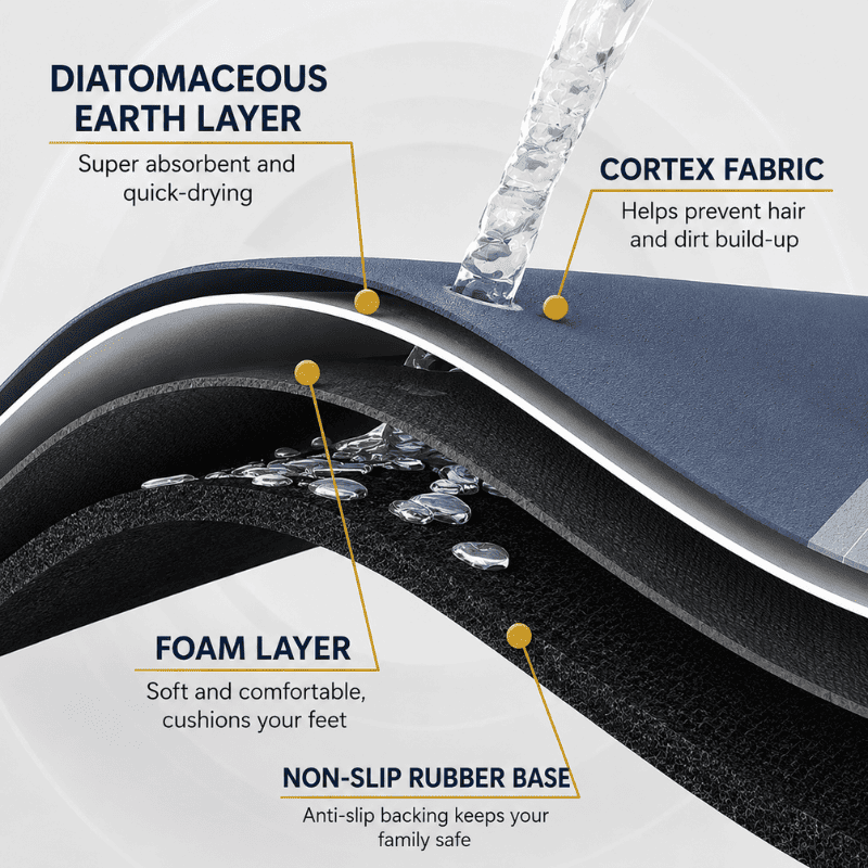 HydraMat™ Premium Bath Mat – Instant-Dry 4-Layer Technology