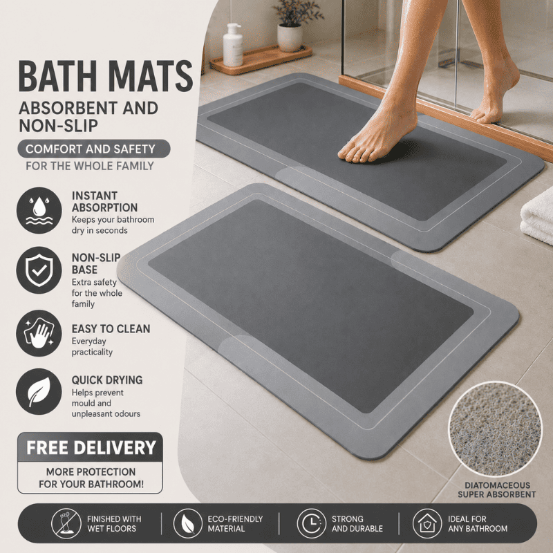 HydraMat™ Premium Bath Mat – Instant-Dry 4-Layer Technology