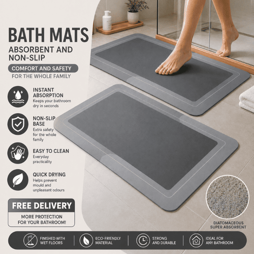 HydraMat™ Premium Bath Mat – Instant-Dry 4-Layer Technology